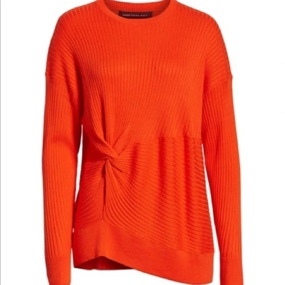 Something Navy | Front Side Knot Knit Crewneck Viscose Cashmere Blend Sweater S